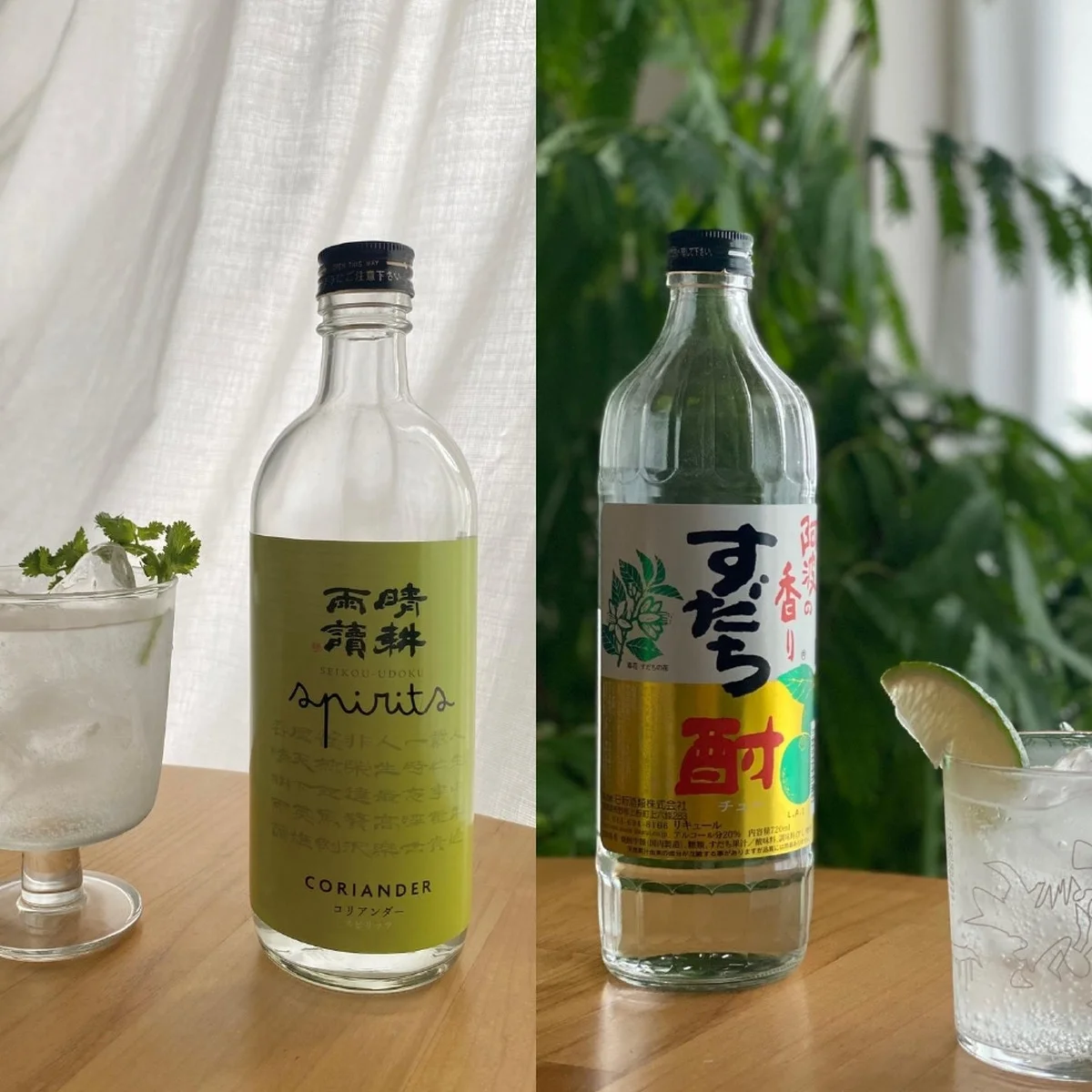 コリアンダーのお酒とすだちのお酒が、最近のうち飲みスタメンです