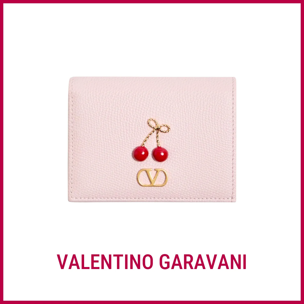 【ヴァレンティノ ガラヴァーニ】の財布。ベイビーピンクとさくらんぼの甘い誘惑