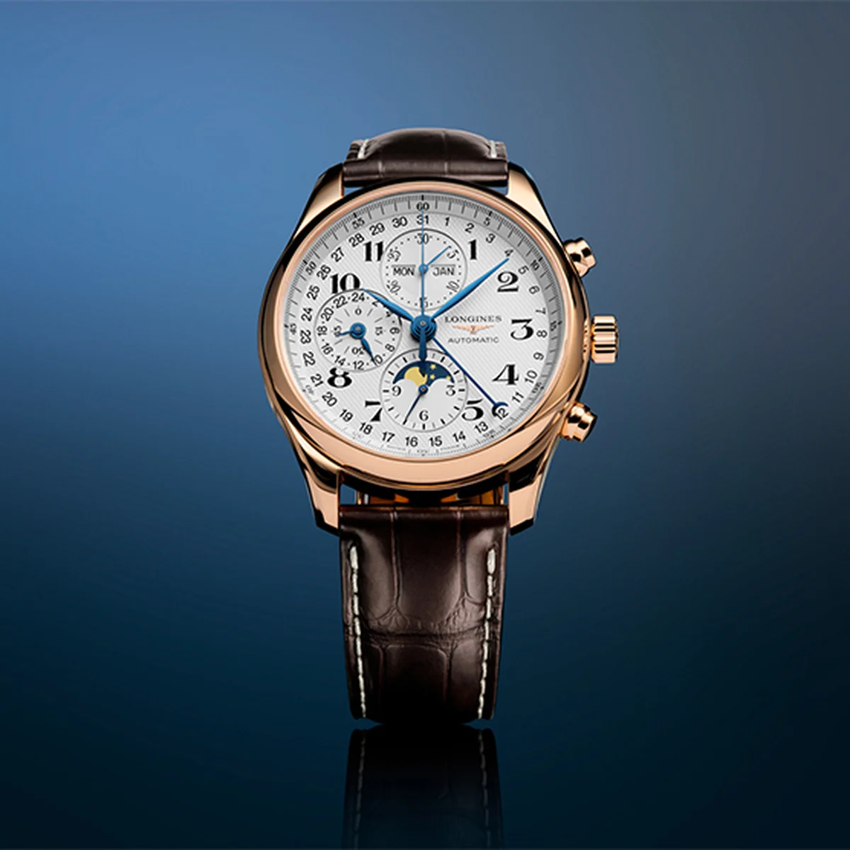 【ロンジン】ローズゴールドの新たなマスターピース 「ロンジン マスターコレクション クロノグラフ ムーンフェイズ」登場