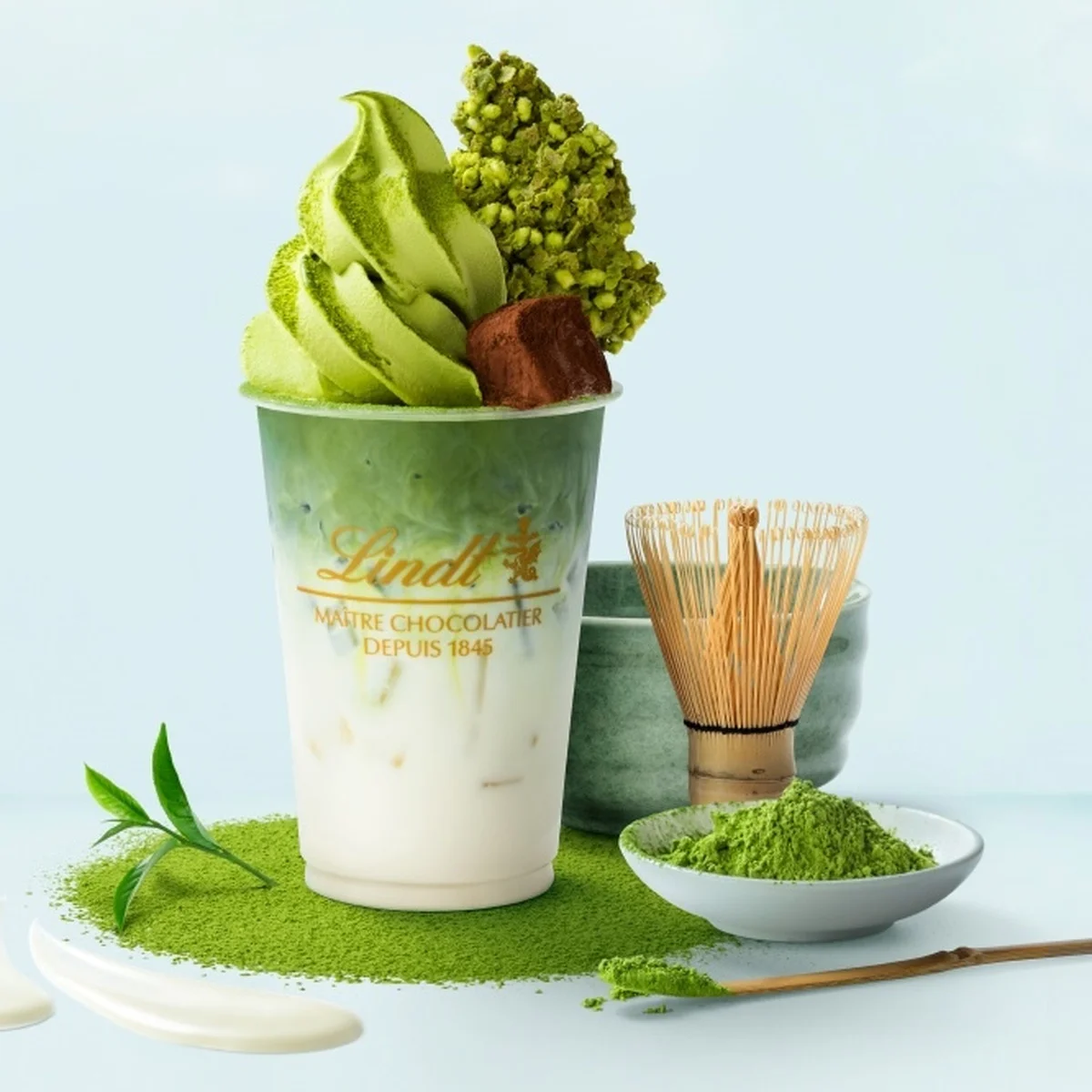 【リンツ】より抹茶「天空の抹茶」を贅沢に使用したパフェのような新作ショコラドリンク＆ジェラートが登場