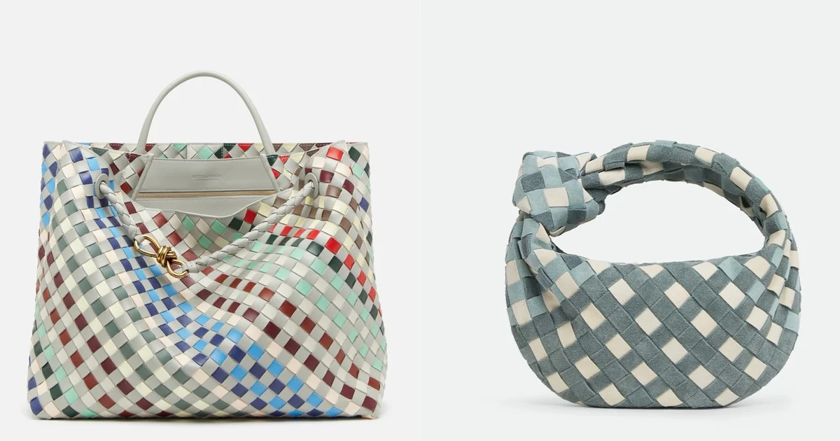 ボッテガヴェネタ イントレチャート リボン レザー トートバッグ イントレチャート トートバッグ レザー/パイソン グレー リボン