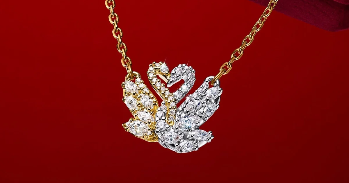 Snake ペンダント, ミックスカット, 巳年, ホワイト, ロジウム