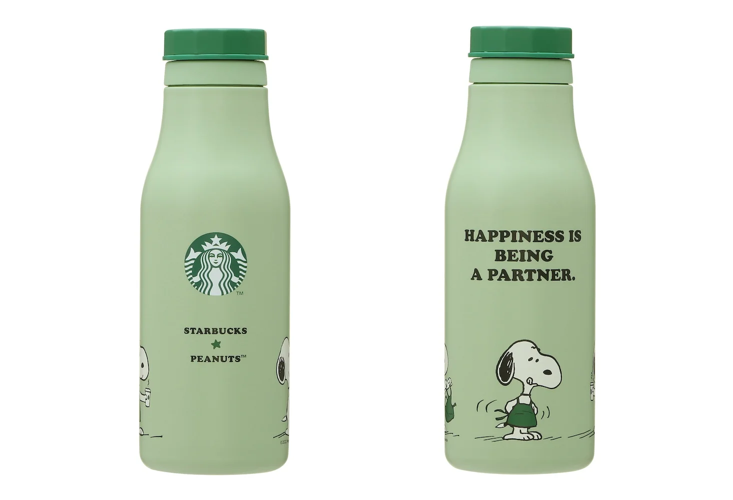 日本製 Starbucks ステンレスロゴボトル PEANUTS グリーン