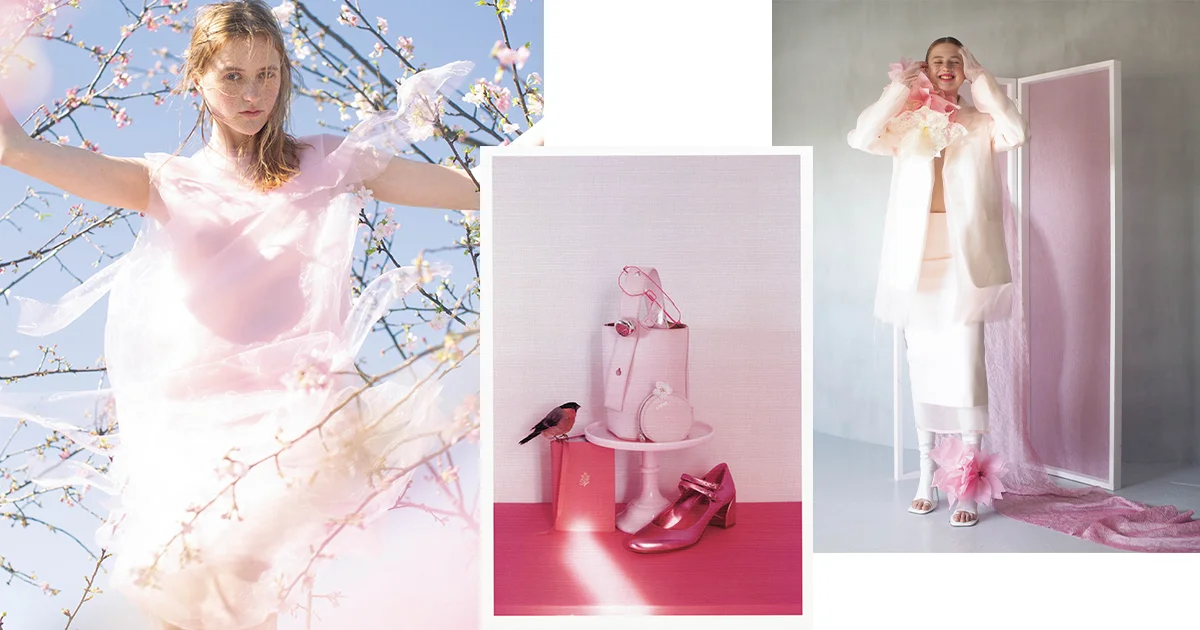 ピンクのアイテムをまとって、東京でモードな桜を楽しむ