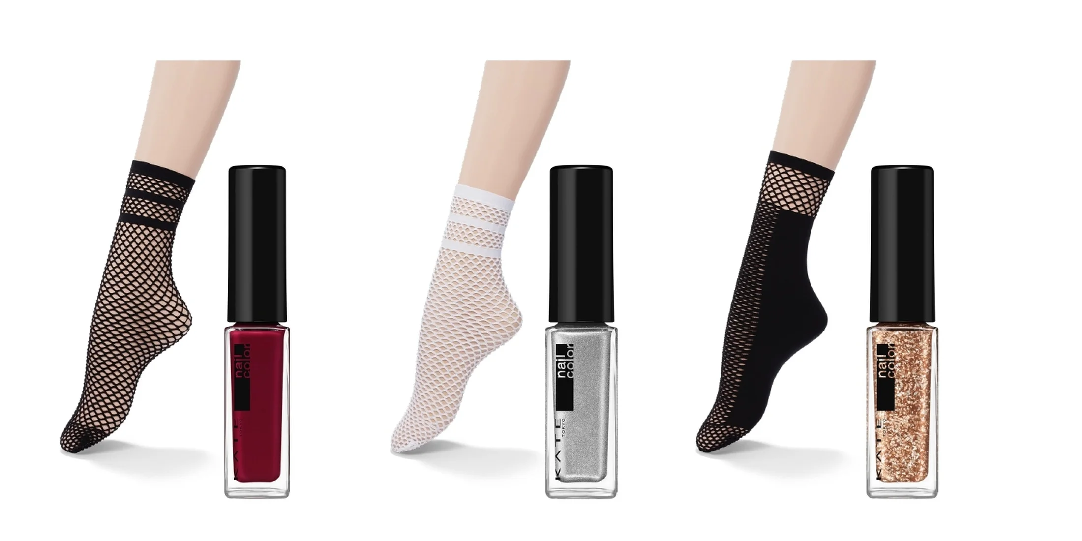 【ケイト】つま先をネイルとメッシュソックスで魅せる「SOCKS×NAIL コレクション」が発売