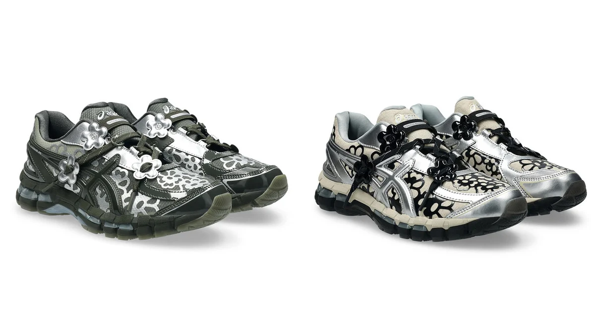 試し履きのみ セシルバンセン ASICS ブラック フラワーモチーフ